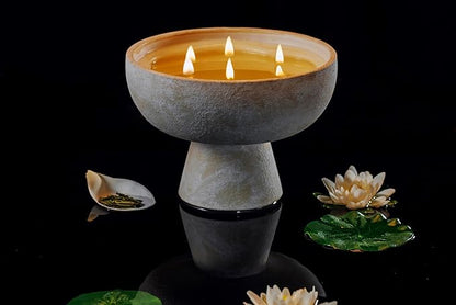 BLUEME Balance - White Lotus & Tea, Luxury Candle w/Essential Oils, 6 Wick, Hand-Poured Soy, Cotton Wick, Ceramic