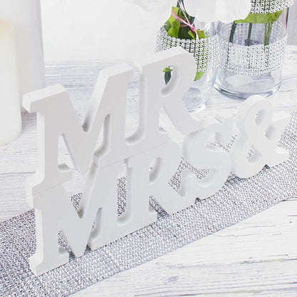 Super Z Outlet White Wooden Mr and Mrs Signs Wedding Present for Party Table Top Dinner Decoration, Display Stand Figures, Home Wall