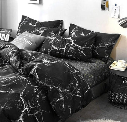 Pureant Black Marble Comforter Sets Queen Black and White Marble Bedding Comforters Cotton Women Men Modern Aesthetic Black Quilt Comforter Set Queen Size Abstract Black Marble Blankets Queen Bedding