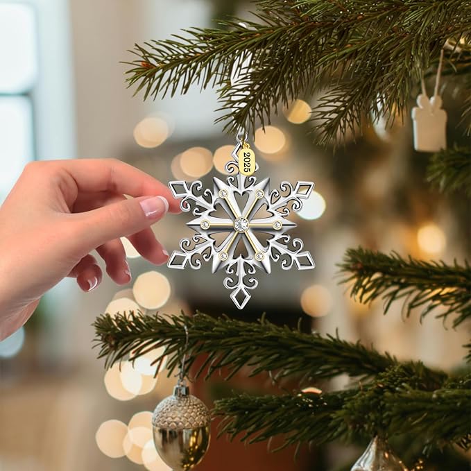 Christmas Tree Ornaments – 2025 Snowflake Hanging Pendant of Car Charm Holiday Decorative Keepsake Gift Home Decor (1 Pieces-B (2025))