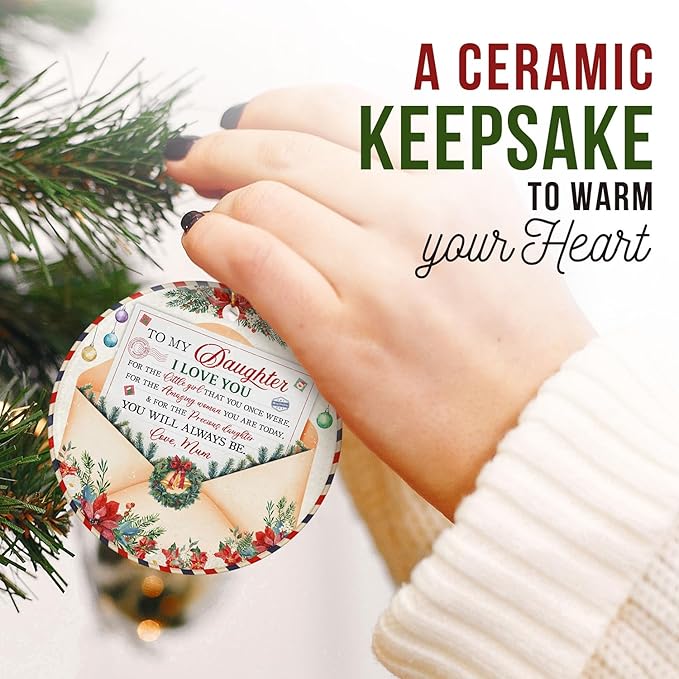ZAGKOO Daughter Ornament 2025 – Inspirational from Mom – to My Daughter Keepsake Ornament – Ceramic Christmas Tree Decoration