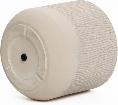 LuxenHome 12 Inch Dia Round Concrete Planter, Indoor Outdoor Large Plant Pot with Drainage Hole and Rubber Plug, Decorative Flower Pot for Plants, Blended Tan Tapered Planter for Home Patio Garden