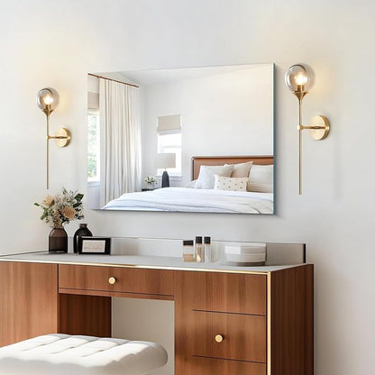 KCO Lighting Smoke Gray Glass Globe Wall Sconce Modern Gold Long Pole Wall Lighting Mid Century Vintage Bathroom Light Fixture Sconce Brass Bar Wall Lamp