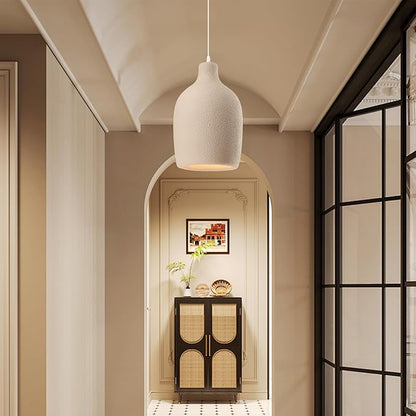 JAYMP Wabi Sabi Pendant Light for Dining Room Kitchen Island Light Hallway Restaurant Hanging Lamp E26 Base Japanese Style Wine Bottle Shape Lighting Fixture, 1 Pack (Light Brown,C Shape, D26×H46cm)