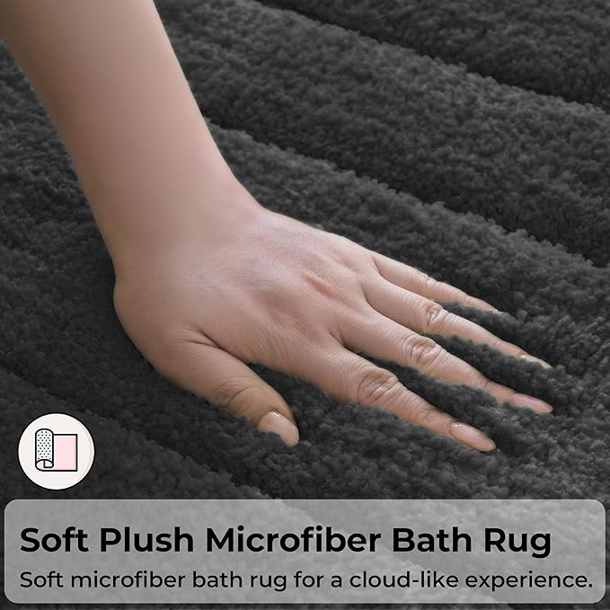 GRANNY SAYS Bathroom Rugs Non Slip, 16" x 24", Bath Rugs for Bathroom Washable, Bath Mats for Floor, Microfiber Bath Mat for Tub, Absorbent Bath Rugs for Shower Room, Charcoal Gray