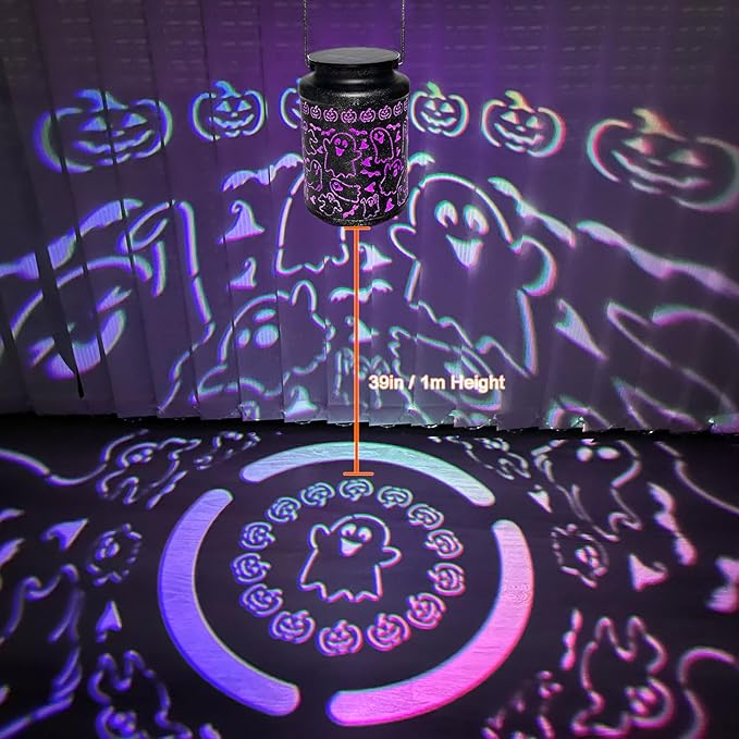 Solar Halloween Lights Outdoor Ghost Decorations - Spooky Metal Solar Lanterns Outdoor Waterproof for Patio, Yard, Home Decor and Party Favors, Fun Halloween Gifts for Kids & Women