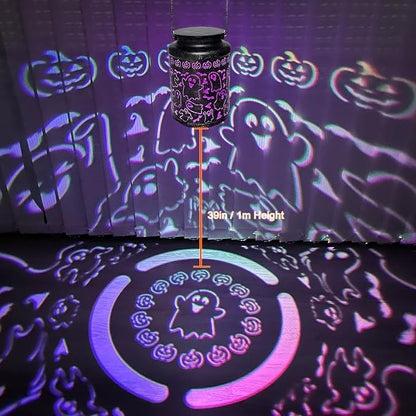 Solar Halloween Lights Outdoor Ghost Decorations - Spooky Metal Solar Lanterns Outdoor Waterproof for Patio, Yard, Home Decor and Party Favors, Fun Halloween Gifts for Kids & Women