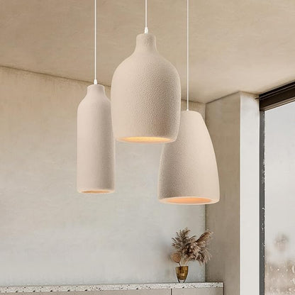 JAYMP Wabi Sabi Pendant Light for Dining Room Kitchen Island Light Hallway Restaurant Hanging Lamp E26 Base Japanese Style Wine Bottle Shape Lighting Fixture, 1 Pack (Light Brown,A Shape, D35×H51cm)