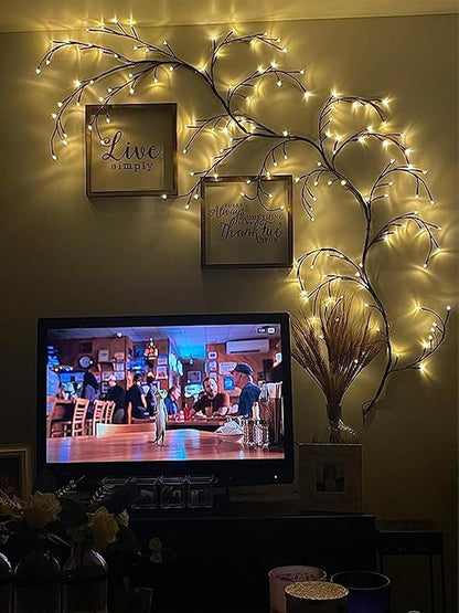 Lighted Willow Vine with Remote Control On/Off Timmer Dim,7.5Ft Christmas Swags Decorations Artificial Branches with 144LEDs Enchanted Vine Lights(Plug in) for Walls Bedroom Décor(1PCS)