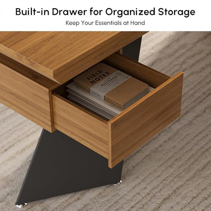 homary 70" Modern Executive Desk, Home Office Desk with Drawers Wooden Desk Made of Natural Solid Wood Home Office Computer Desk for Study, Home Office, Office