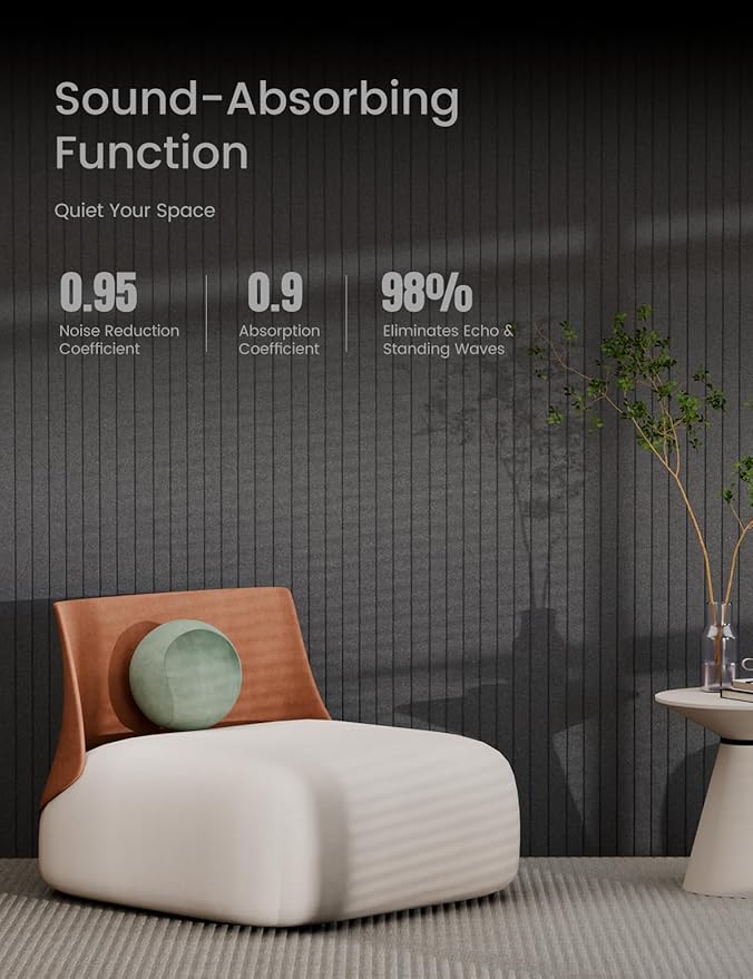 Bumusty Large Cork Board Alternative-47 x35 Felt Bulletin Board Tiles, with 30 Pushpins, 70 Adhesive Tabs, 12-Pack Slat Wall Paneling, Cork Boards for Office Push Pin Board Felt Board-Charcoal Gray