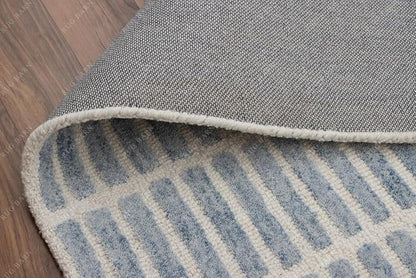 Capitola Hand-Tufted Wool Rug 2.5x9 Ft (Runner) Blue Coastal, Rustic Area Carpet for Bedroom Living Room, Textured Natural PB Style, Soft Wool Accent Mat