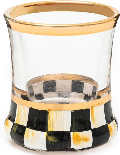 MACKENZIE-CHILDS Shot Glass, Cute Shot Glass for Drinking or Decor, 2 Ounces, Black-and-White Courtly Check