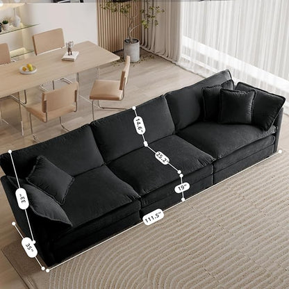 SoarFlash Chenille Sectional Sofa, Comfy Modular Loveseat Sofa, Modern 3-Seat Couch Deep Seat Sofa Set for Living Room,Grey