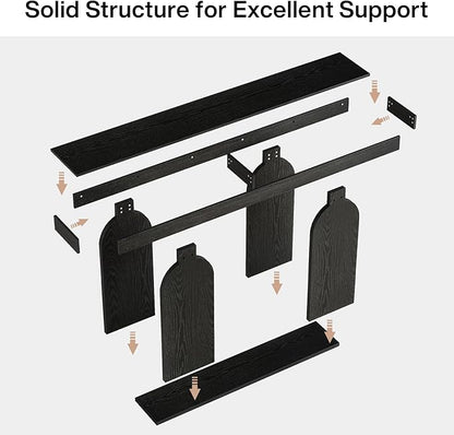 Tribesigns 70.9-Inch Extra Long Sofa Table, Farmhouse Console Tables with Wood Frame and Storage Shelf, 2-Tier Wood Table Behind Couch for Living Room, Hallway, Foyer, Black