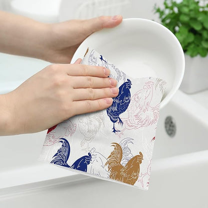 Rooster Chicken Kitchen Towels Set of 2 Absorbent Hand Towels 16x24 Inch Dish Towels Farmhouse
