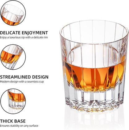 KAMMAK Crystal Whiskey Glasses Set of 2, Handcrafted 7.1oz Old Fashioned Glasses Stemless, Luxury Hand Blown Cocktail Glasses, Scotch Cup for Women, Men Gift for Bourbon Barware, Home Bar