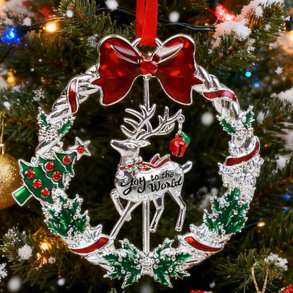 Christmas Ornaments 2025 Keepsake Xmas Tree Decorations with Gift Box Rotation Pendant DIY Hanging Craft Collectibles for Indoor Home Party (Reindeer)