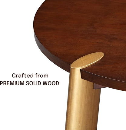 NTC Tribase 47 Inch Modern Design, Round Dinner Table for Dining Room, Living Room Furniture, Effortless Assembly, Dark Walnut