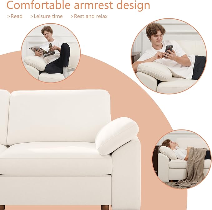 EASE MOOSE Oversized Modular Sectional Sofa, Extra Large L Shape Sectional Couch,Comfty Wide Deep seat Modular Sofa for Living Room, Removable Cover,White