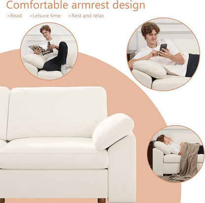 EASE MOOSE Oversized Modular Sectional Sofa, Extra Large L Shape Sectional Couch,Comfty Wide Deep seat Modular Sofa for Living Room, Removable Cover,White