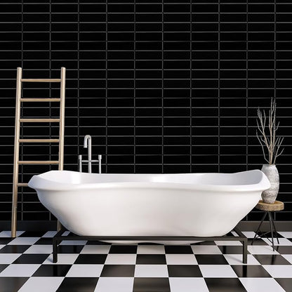 5 Pack Peel and Stick Backsplash Subway Tiles, Extra Thick 3D Wall Panels, Heat & Water Resistant, Easy DIY Kitchen, Bathroom, Laundry, Fireplace & Rental Home Wall Décor (12 x 12 in), Black