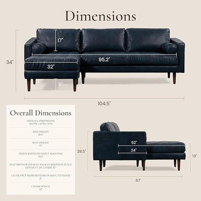 POLY & BARK Napa Furniture, 104.5 inches, Midnight Blue