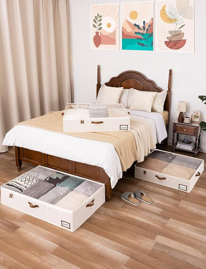 StorageWorks Underbed Storage Box, Under Bed Clothes Organizer With Sturdy Structure and Ultra Thick Fabric, 33" L x 31" W x 6 ¾ "H, 2 pack