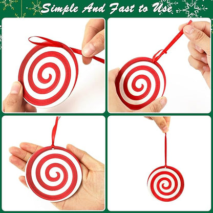 JUNEBRUSHS 300Pcs Christmas Ornament Hangers, Hand Tied String Ties Ornament Loops Thin Red Ribbon for Ornaments Christmas Tree Hanging Decorations (Red)