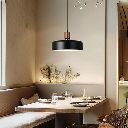 Eustace 15.8" Large Pendant Light, Adjustable Industrial Chandelier with Solid Wood and Brass Accent, Modern Hanging Light Fixtures for Kitchen Island, Living Room,Dining Room, Bedroom,Hallway