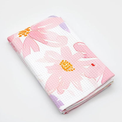 Eunzel Kitchen Tea Towel Quick Dry Microfiber Absorbent Dish Towels with Hanging Loop, Blush Floral Breeze
