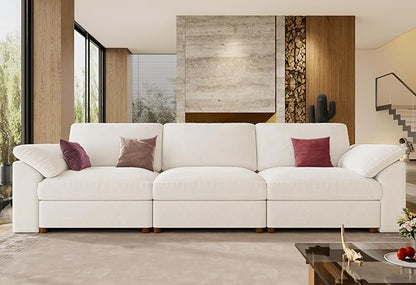 EASE MOOSE Modern 3 Seat Sectional Modular Sofa, FSC Certified Chenille Comfty Deep Seat Couch for Living Room,Solid Wood Frame Sofa, Removable Cover