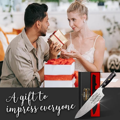 Anniversary Men Gifts for Him Husband, 8 inch Professional German Stainless Steel Chef Knife, Engraved Best Husband Ever Knife Gift, Christmas Anniversary Birthday Gifts for Men Husband