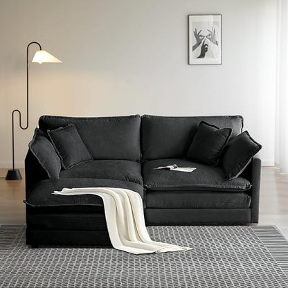 SoarFlash Chenille Sectional Sofa, Comfy L Shaped Modular Coush Sofa with Ottoman, Modern 2 Seat Couch Deep Seat Sofa Set for Living Room,Grey