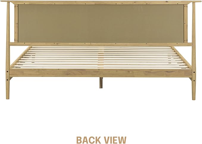 NTC Ruby Wooden Bed Frame with Headboard, Solid Wood Foundation with Silent Slats and Wood Central Supports, 1000 Lb Capacity, Effortless Assembly, Multiple Sizes and Colors (Sand, King)