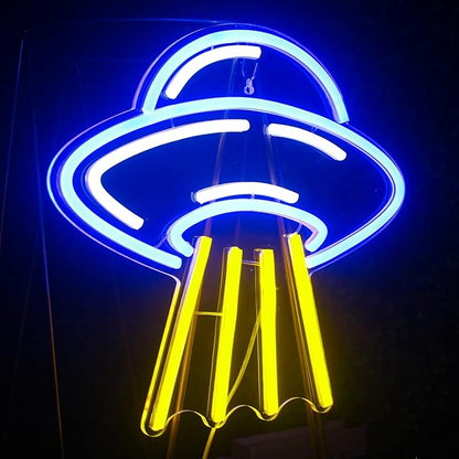 Lucunstar UFO Neon Sign For Room,Alien Spaceship LED Neon Light Sign,Cute Neon Sign,Space Neon Signs for Wall Decor,Blue UFO Neon Light Sign for Bedroom Game Room Wall Decor,Ufo Lovers