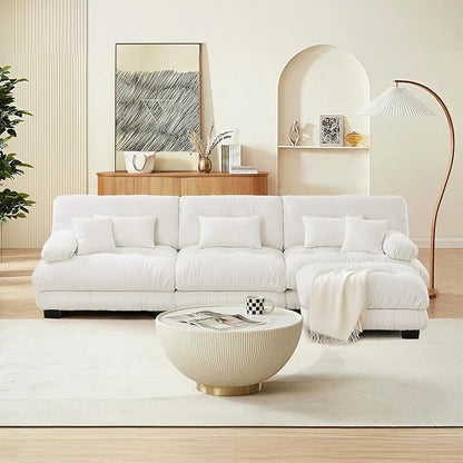 SoarFlash Sectional Sofas Couches for Living Room, L Shaped Couch Sofa Set, Small Couches for Small Spaces, Apartment with Movable Ottoman, White