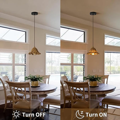 Wabi Sabi Pendant Lights,8.3in Brown Retro Ruffled Pendant Light Hanging Lamp Kitchen Island Farmhouse Vintage Light for Dining Room Bedroom Hallway Restaurant Foyer