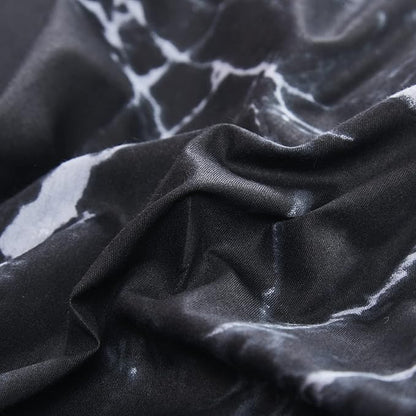 CLOTHKNOW Black White Grey Full Size Comforter Sets Marble Bedding Comforter Sets Soft All Season Black Comforters with 2 x Pillow Cases