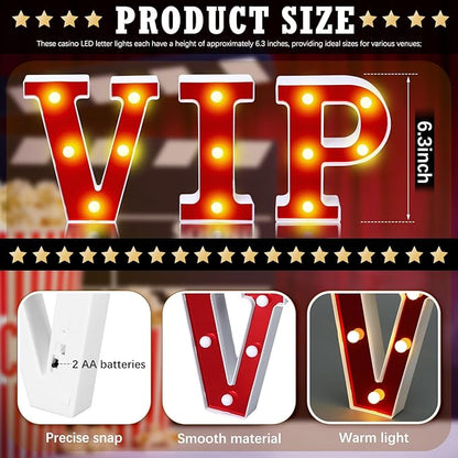 VIP Light up Letters Sign Party Decorations Battery Powered Marquee Lighted Sign LED Alphabet Letter Lights for Night Party Birthday Home Tabletop Decor Supplies