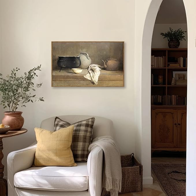 KBKBART Framed Vintage Wall Art, Farmhouse Kitchen Wall Art Prints Country Wall Decor, Vintage Rustic Kitchen Sign Canvas Painting, Kitchen Decor Canvas Wall Art for Dining Room, Bedroom, Living Room, Gallery, Vintage Wall Decor(16"x24")