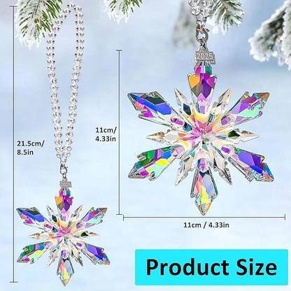 2025 Annual Edition Crystal Christmas Ornaments, Snowflake Star Ornaments for Christmas Tree, Beautiful Colorful Ornament Gifts for Family Friends