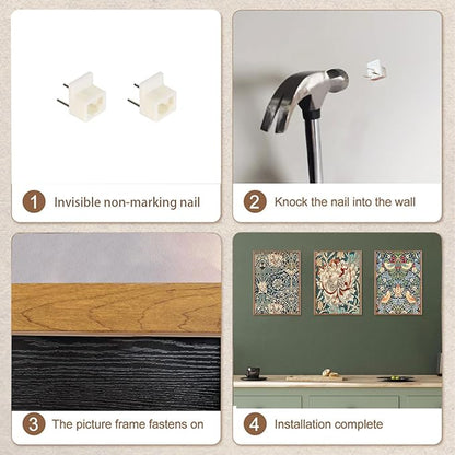 ILLBDR Framed Wall Art William Morris Botanical Flower Canvas Wall Art Set of 3, William Morris Print Abstract Floral Artwork Farmhouse Rustic Decor for Living Room Bedroom 16x24 Inch