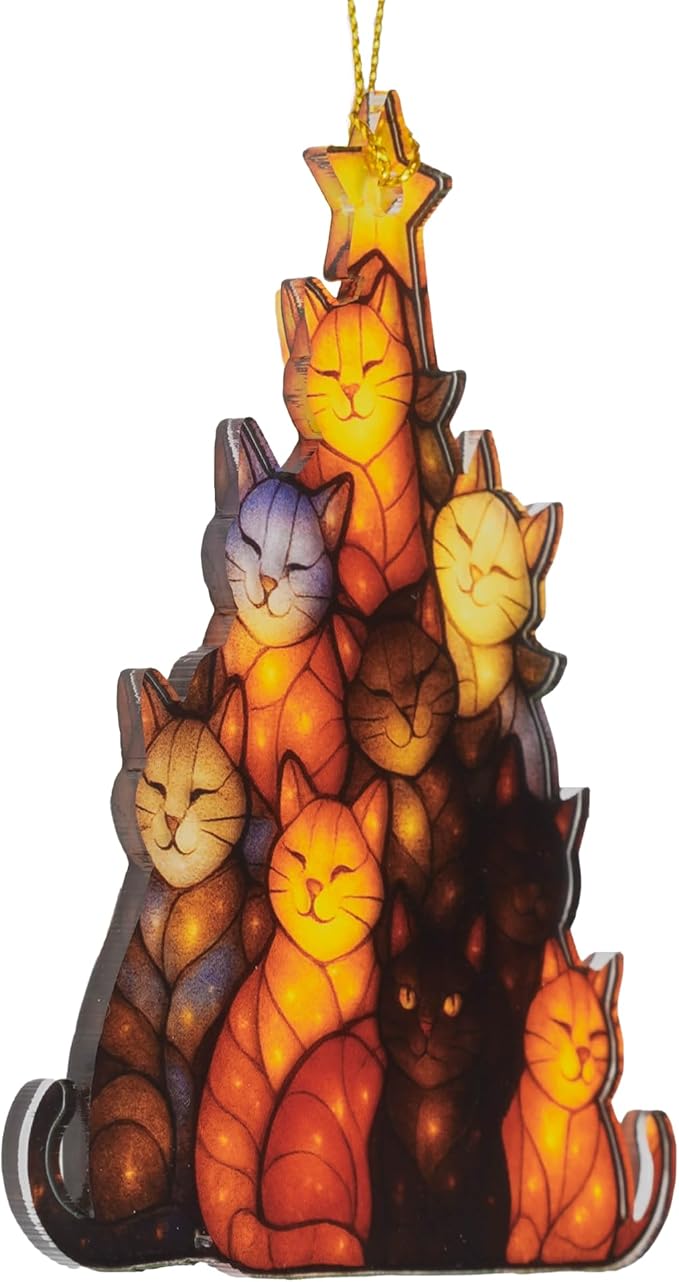 Funny Christmas Cat ornaments 2025 - Cat christmas ornament - Cat ornaments for christmas tree - Gray Orange Tuxedo cat for christmas decor - Funny Christmas ornaments 2025 - Christmas Decoration