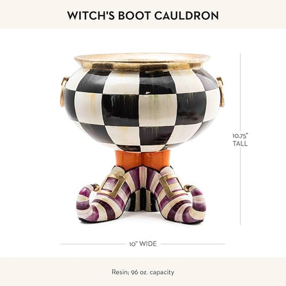 MACKENZIE-CHILDS Witch’s Boot Cauldron, Halloween Cauldron Decor, Indoor Witch Decoration