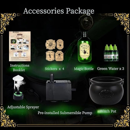 2025 Halloween Decorations Indoor & Outdoor - Halloween Cauldron Vessel, Floating Potion Bottles, Kitchen Decor of Candy Vessel with Magic Floating Bottle (Magic)