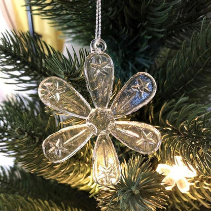 Style Glass Clear Glass Snowflake Ornament Winter Christmas Tree Hanging Decorations (12 Pieces).