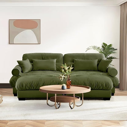 SoarFlash Modern Sofa Couches for Living Room, Small Sectional Sofa Set with Reversible Chaise, Sleeper Sofas and Modular Couch Function, Suitable for Small Spaces in Apartment, Green