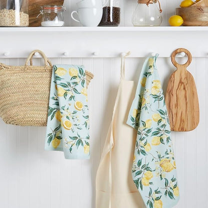 Martha Stewart Kitchen Towels 2 Pack Dual Purpose Decorative Dish Towels 16x28 Lemon Whimsy