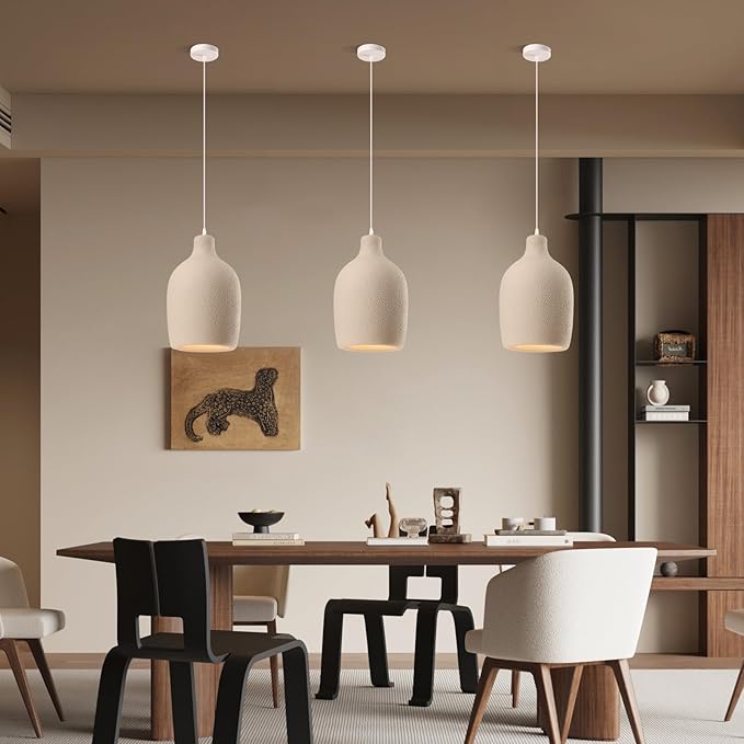 JAYMP Wabi Sabi Pendant Light for Dining Room Kitchen Island Light Hallway Restaurant Hanging Lamp E26 Base Japanese Style Wine Bottle Shape Lighting Fixture, 1 Pack (Light Brown,C Shape, D26×H46cm)